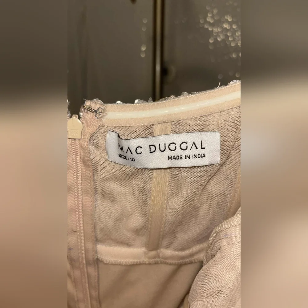 NWT Size 10 Mac Duggal Gold Nude Strapless Sequin Beaded Mini Dress - Picture 8 of 8